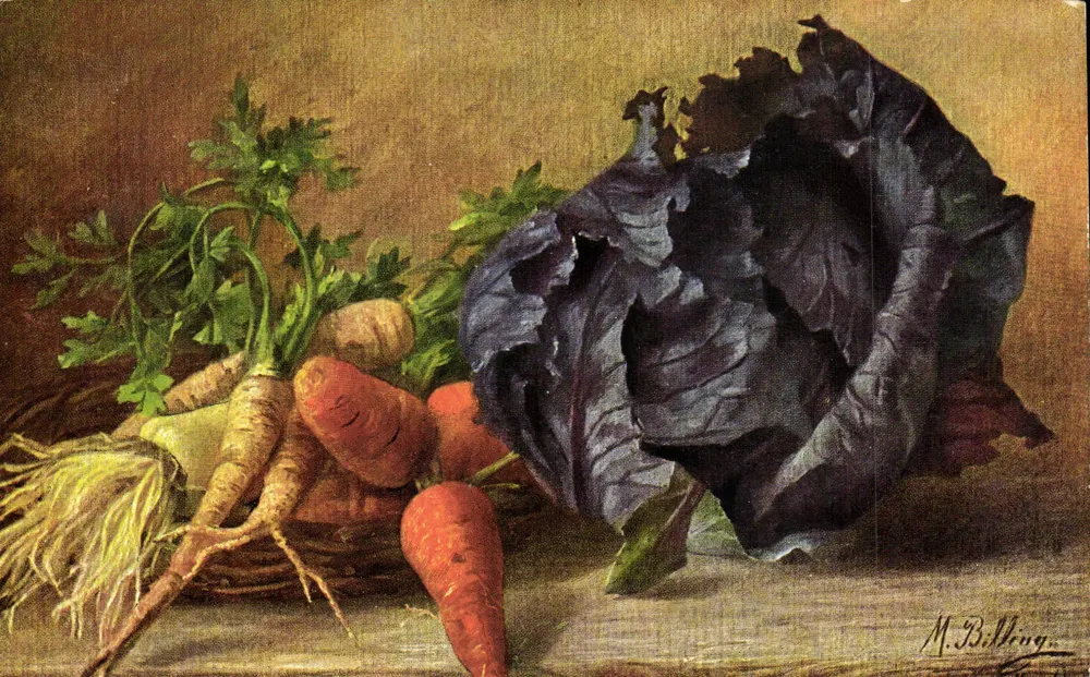 Natureza morta de legumes — M. Billeng — Série 89 - Frente
