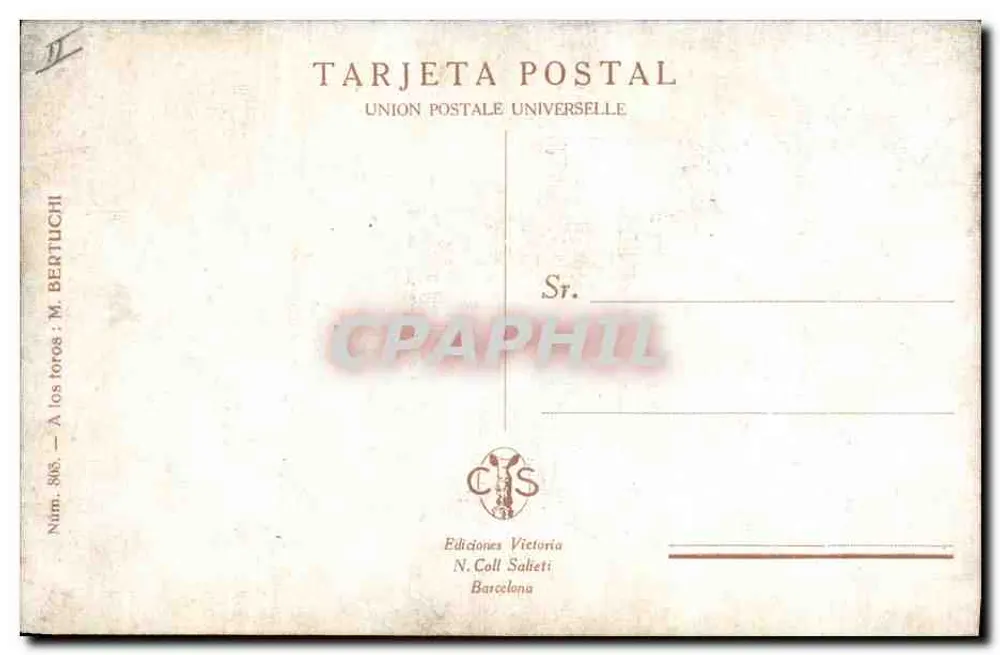 A los toros — Edições Victòria N. Coll Salieti, Barcelone — N° 885 - Verso