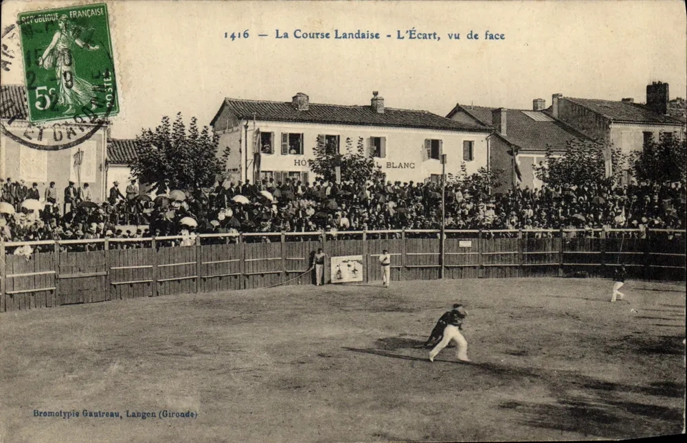La Course Landaise - L'Écart, von vorn gesehen — Bromotypie Gautreau, Langon (Gironde) — n°1416 - Vorderseite