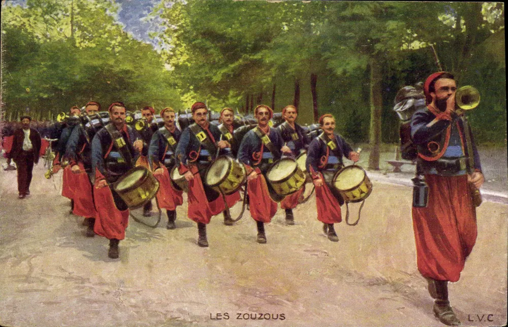 Les Zouzous — grupo de músicos em traje tradicional — editor LVC - Frente