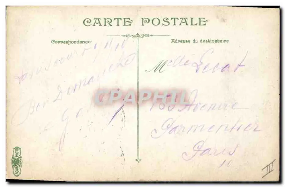 Infanteria. O espelho do correio — L.V. & Cie, n° 3597 - Verso
