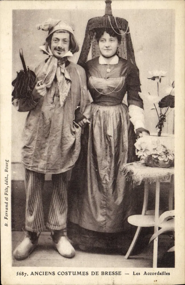 Les Accordailles — Velhos trajes de Bresse — B. Ferrand et Fils, editor, Bourg, n° 5687 - Frente