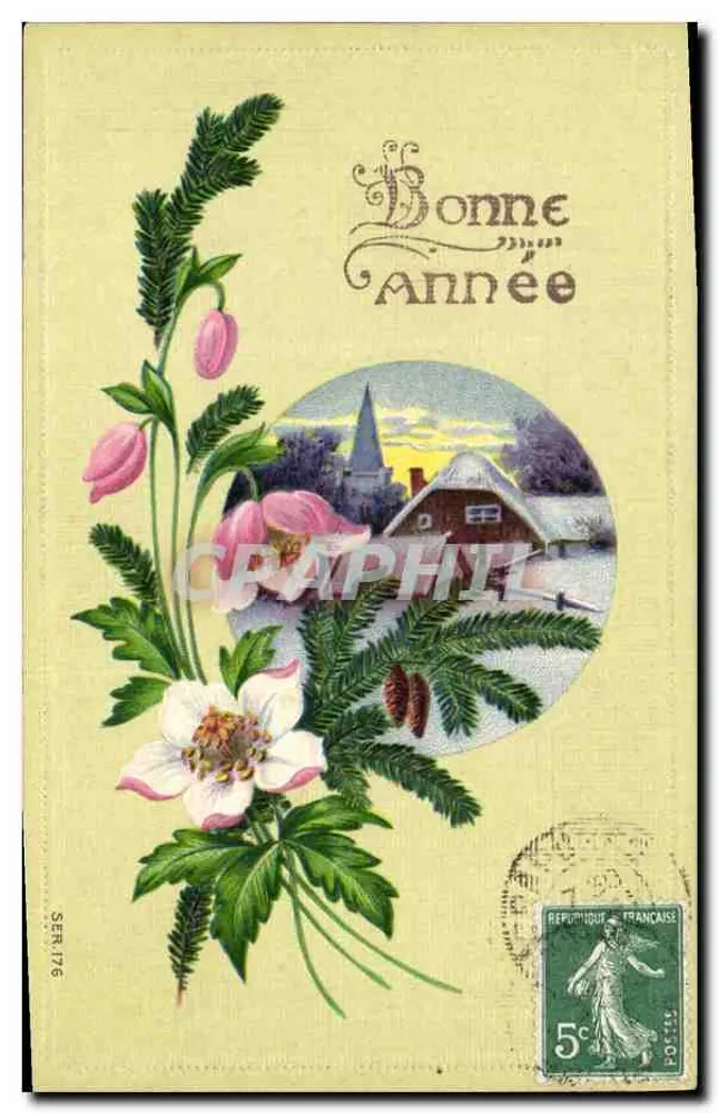 Flores de inverno — Boa Ano — Gráfica Francesa, série 176 - Frente