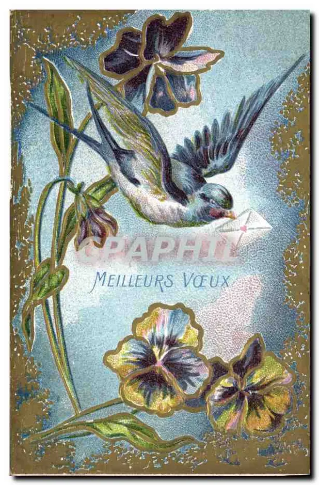 Vogel mit Brief — Blumen — Les Succurs de Lefort Frères, Modes - Vorderseite