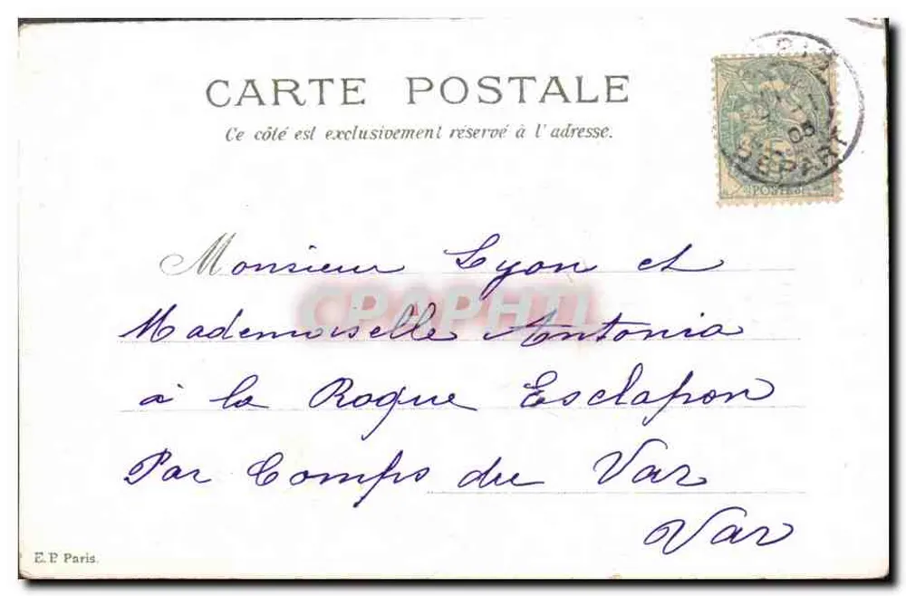 Bouquet de flores — Boa Ano — Série 218, E.E. Paris - Verso
