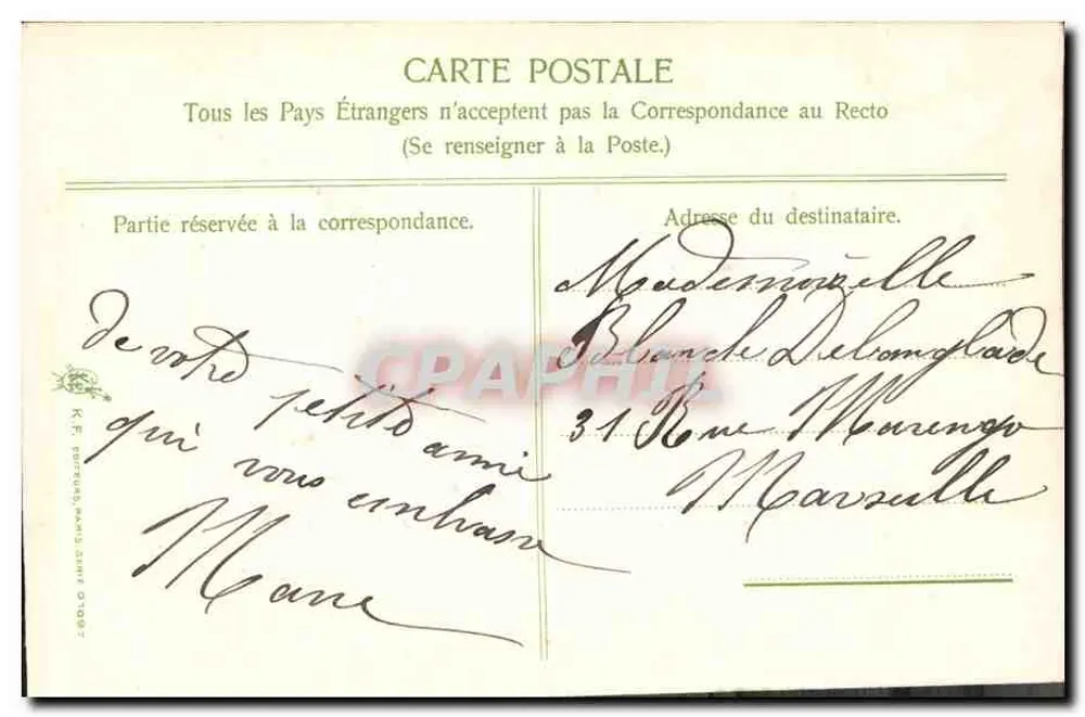 Bouquet de violettes — Mille Bons Souhaits — editor K.F. TROUVEUX, n° 7 - Verso