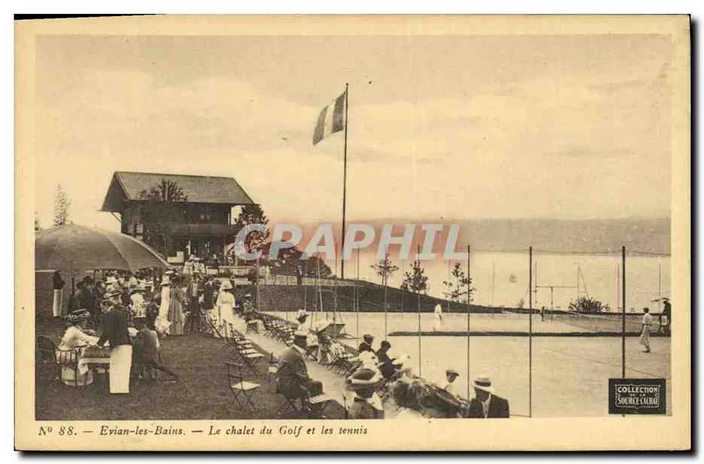 Eyian-les-Bains — Das Golfchalet und der Tennisplatz — Sammlung Source L'Abat - Vorderseite