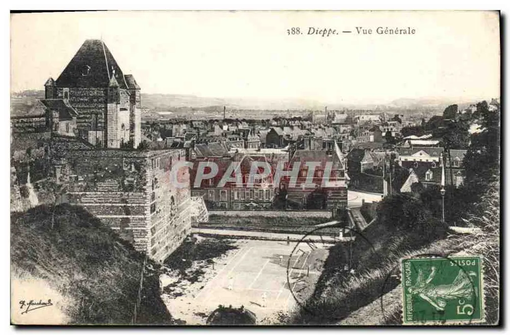 Dieppe — Vue Générale — Éditeur J. Fauchard, n° 388 - Recto