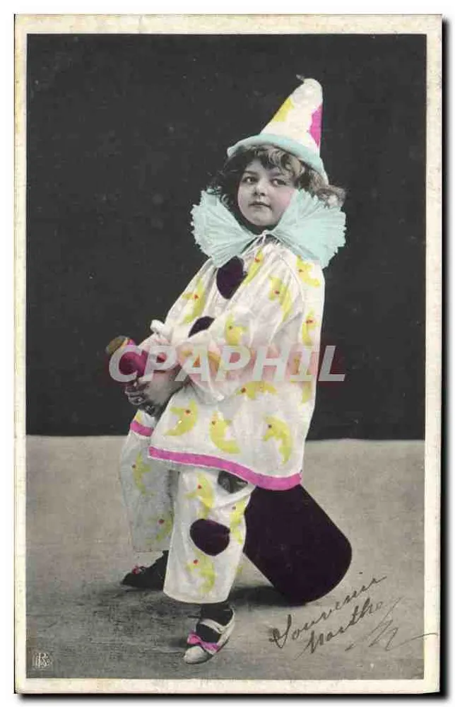 Kleiner Clowner — bunt gefärbtes Kostüm — D. & C. Berlin, Serie 2371 - Vorderseite