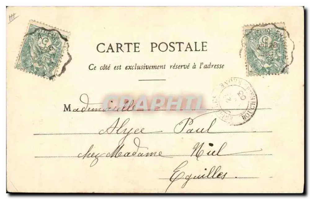 Pierrot Vater der Familie — Szene der amourösen Hingabe — Phototypie A. Bergeret et Cie, Nancy, n°6 - Rückseite