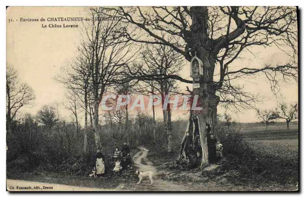 Arredores de Châteauneuf-en-Chambray — O Carvalho Lorette — Ch. Foucault, editor, Dreux - Frente