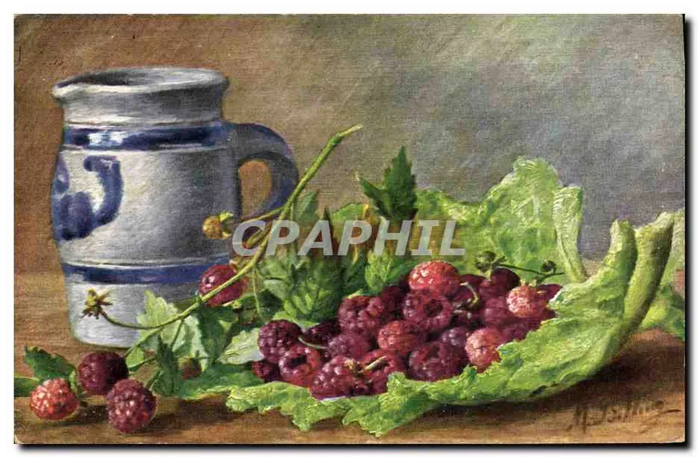 Stillleben mit Himbeeren und Krug — Malerei — M. Silins, Serie 444 - Vorderseite