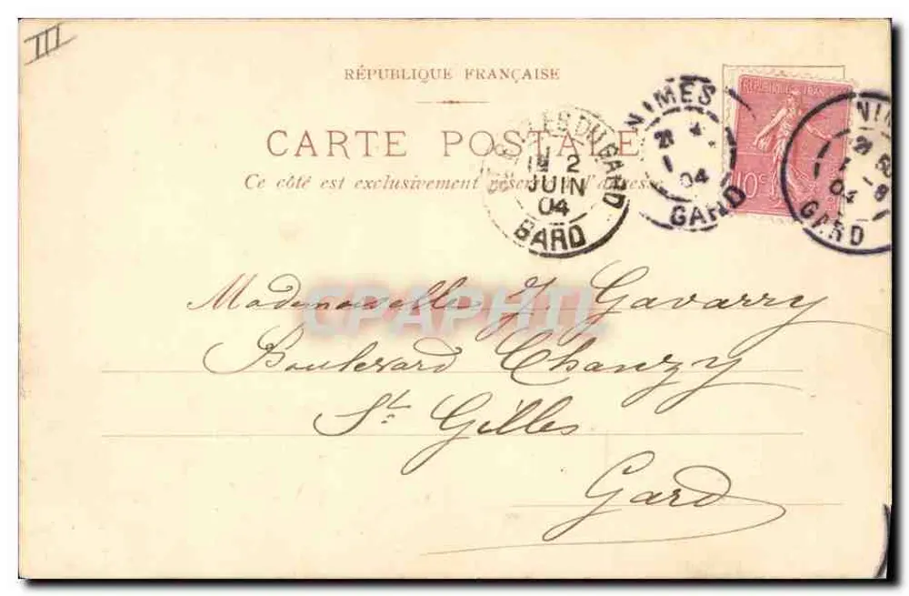Lilás — ilustração colorida — Carta postal francesa, editada pela República Francesa - Verso