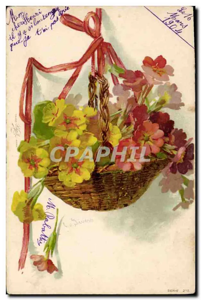 Cesto de flores — Série 218 — Arte Postale - Frente