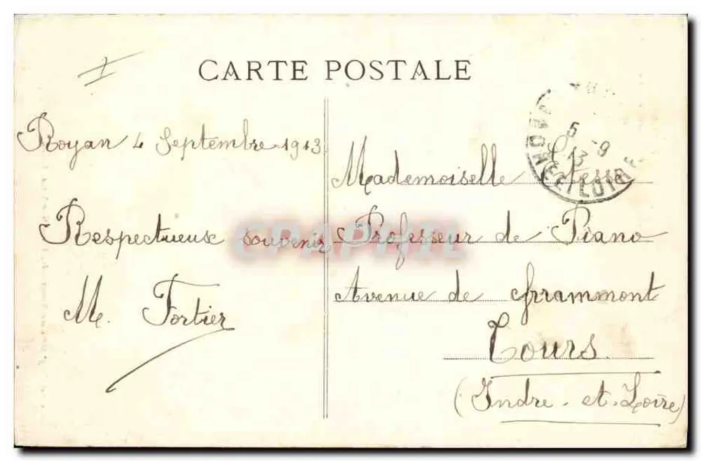 O Farol de Cordouan — Arredores de ROYAN — Editado pelo Óptico Engenheiro Romain Hekki, 3, rue Gambetta, Royan - Verso