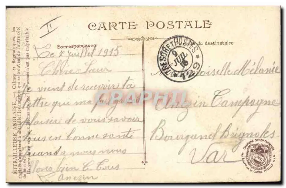 Metralhadora inglesa — soldados em ação — editor C.P.I. n°12 - Verso