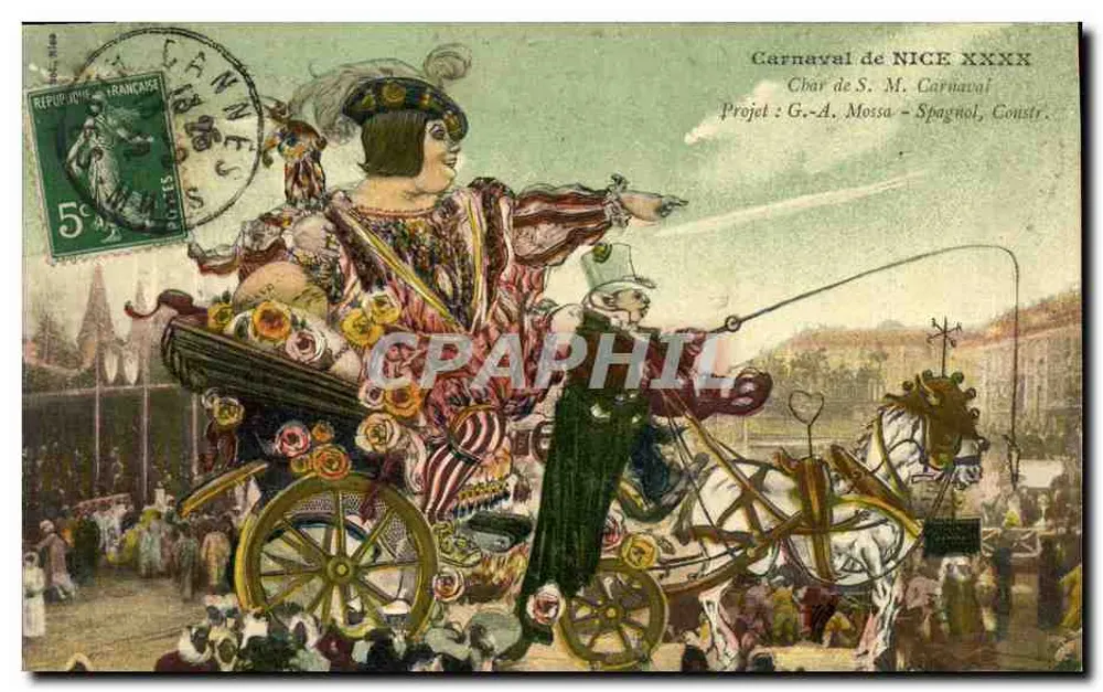 Carnaval de NICE XXXX — Carro de S. M. Carnaval — Projeto: G.-A. Mossa - Spagnol, Constr. - Frente