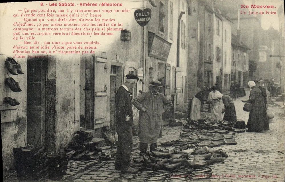 Les Sabots - Amères réflexions — Em Morvan. Um Dia de Feira — Gally Sabotier, editor - Frente