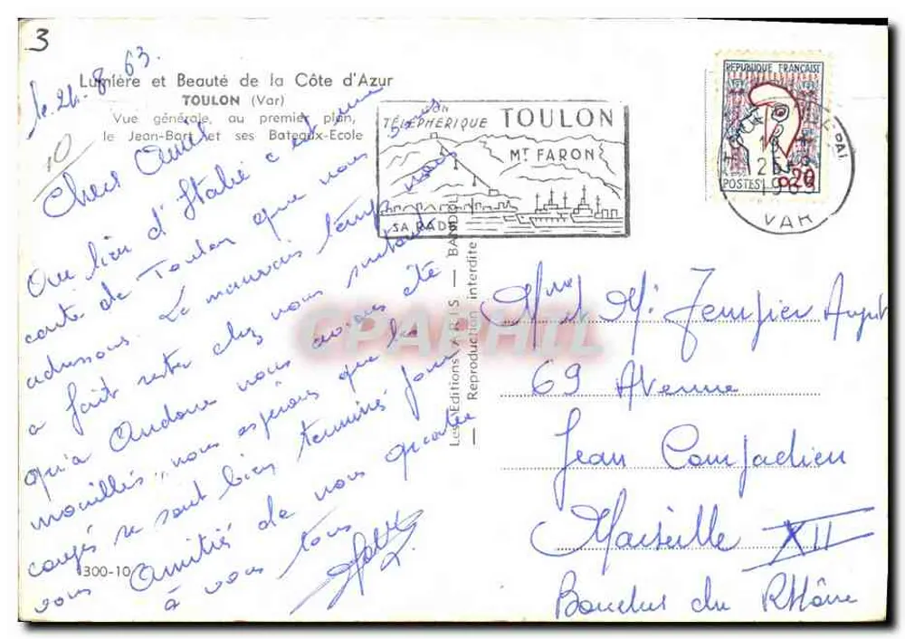 Toulon — Allgemeiner Blick und Schönheit der Côte d'Azur, das Jean-Bart und seine Schulschiffe — Toulon Mt Faron Telephérique - Rückseite