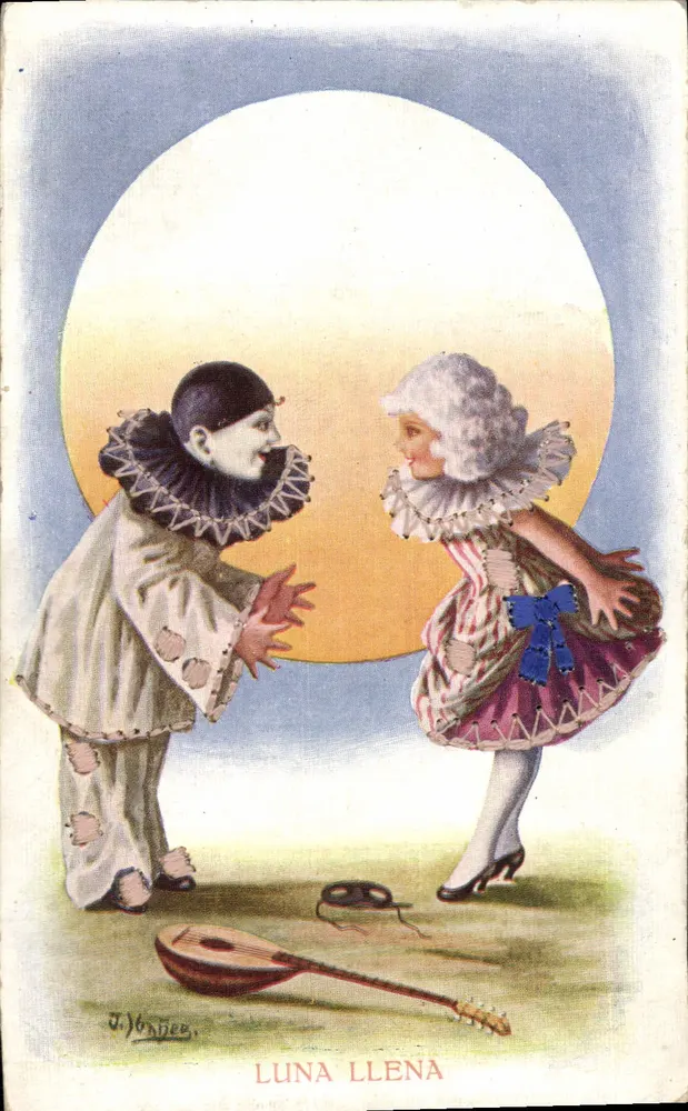 Palhaços dançando sob a lua — Luna Llena — J. Montiea - Frente
