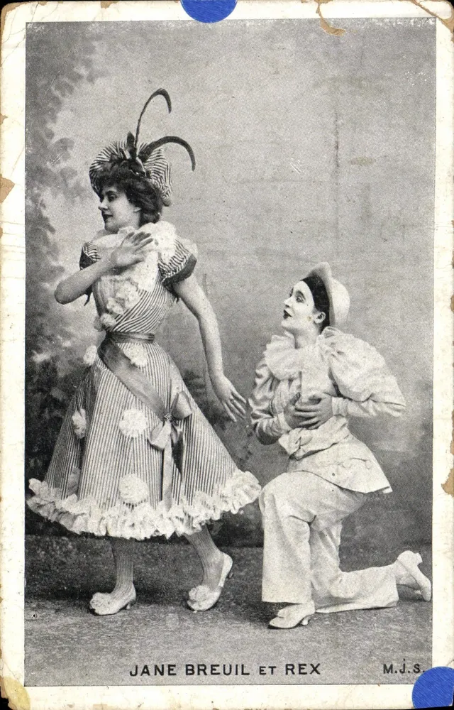 Jane Breuil e Rex — cena teatral — M.J.S. - Frente