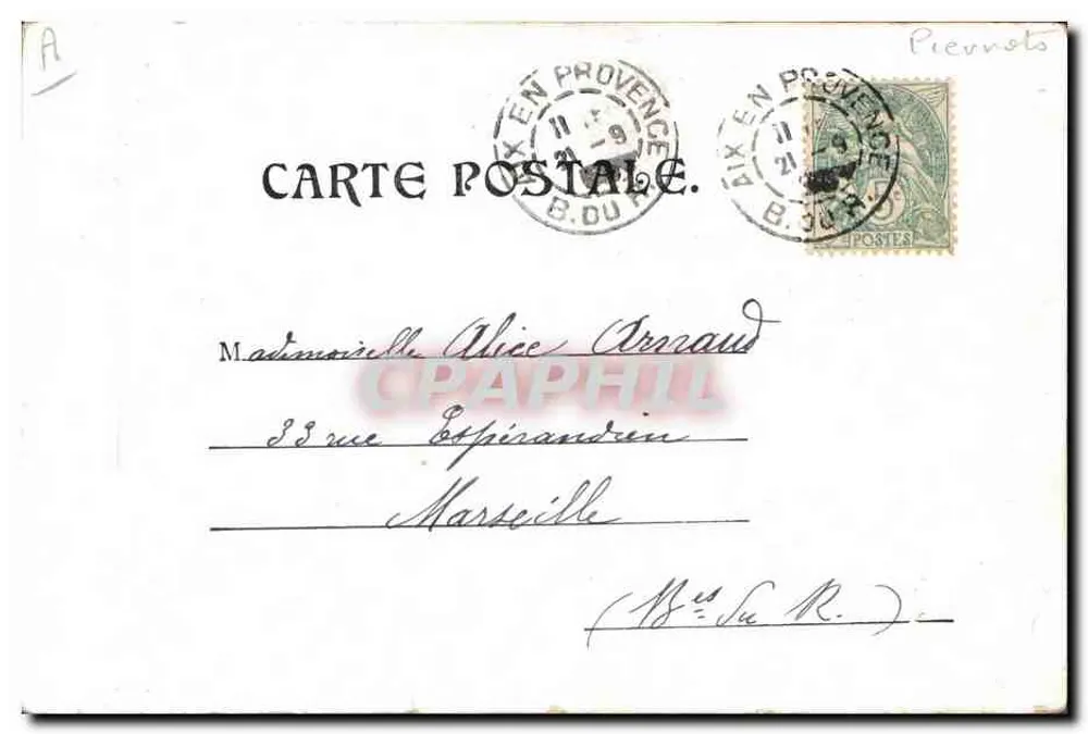 Palhaço e mulher sobre uma garrafa — Souvenir E. John n° 640 - Verso