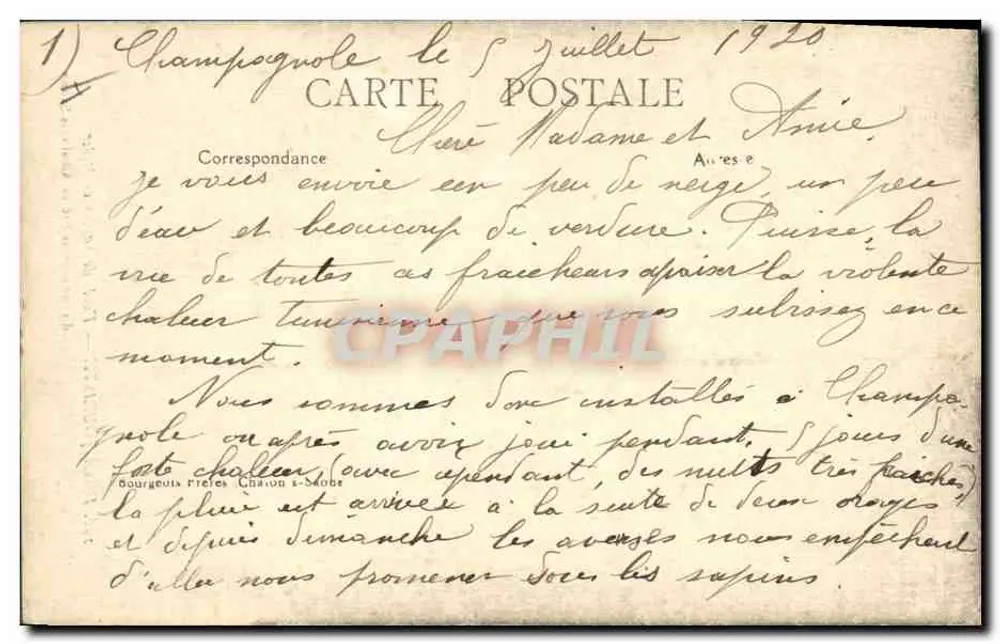 Tannenwald im Winter — JURA-TOURISTE — Verlag Bourgeois Frères Chalon-s-Saône - Rückseite