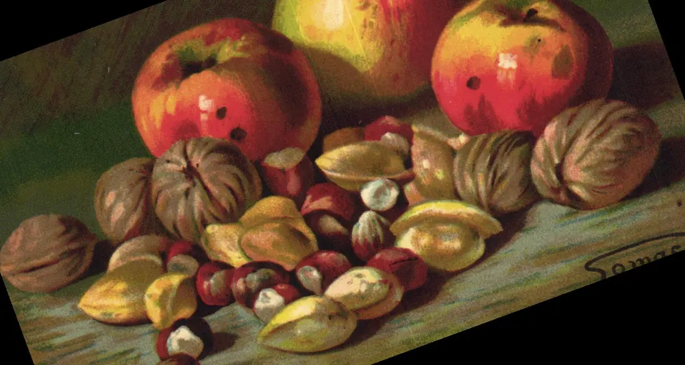 Stilleben mit Früchten — Signiert 'Somas' — Verlag Proprieta Artistica, Nr. 4252/3 - Vorderseite