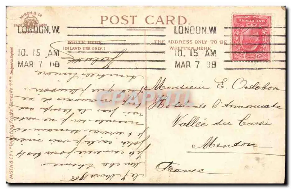 Kirschen in einem Korb — Malerei — Misch & Co, London - Rückseite