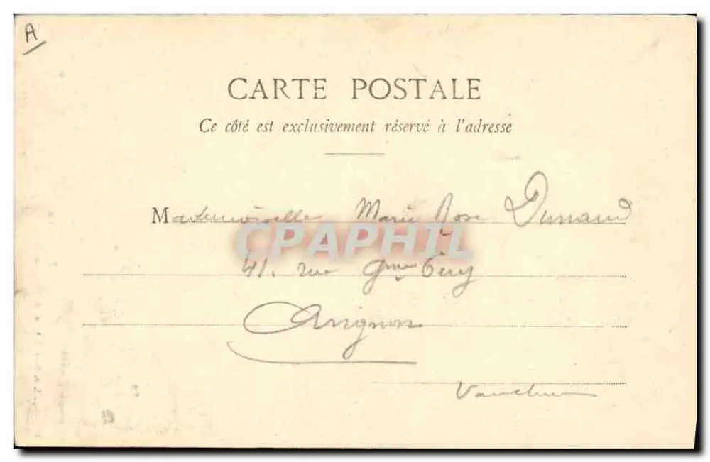 Mâconnaise — mulher em vestido ornado e chapéu — Imp. Pap. J.-A. Duraud, 1, rue du Pont, Mâcon - Verso