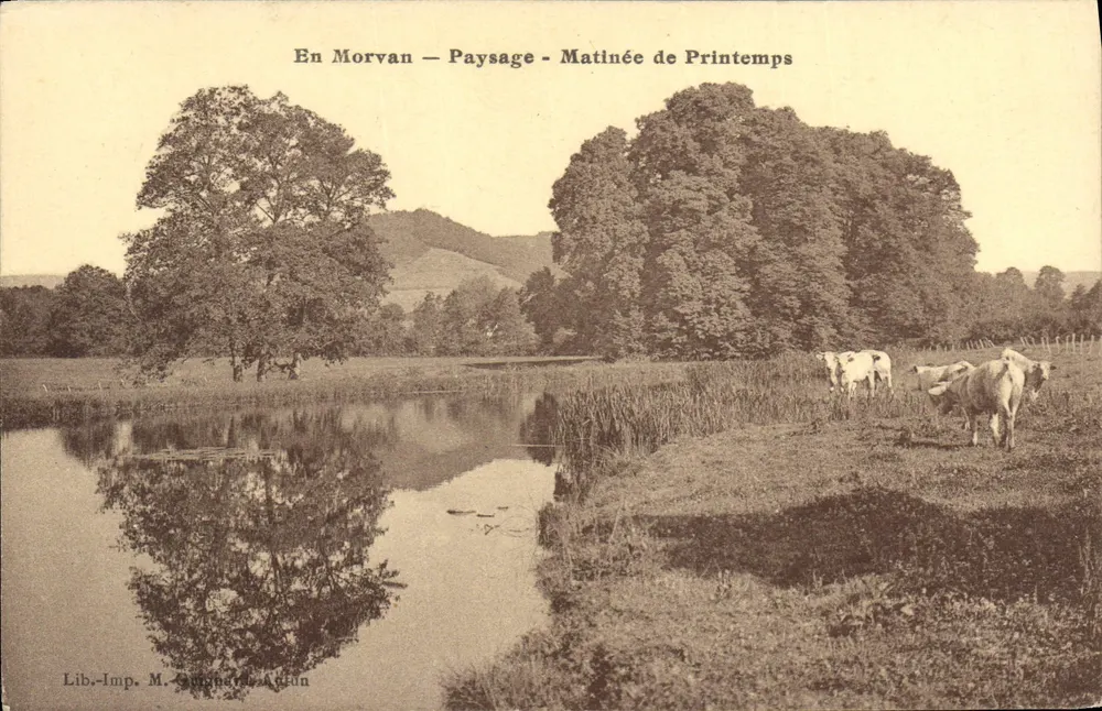 In Morvan — Landschap — Middag van de lente — Lib.-Imp. M. Gounand, Autun - Voorkant