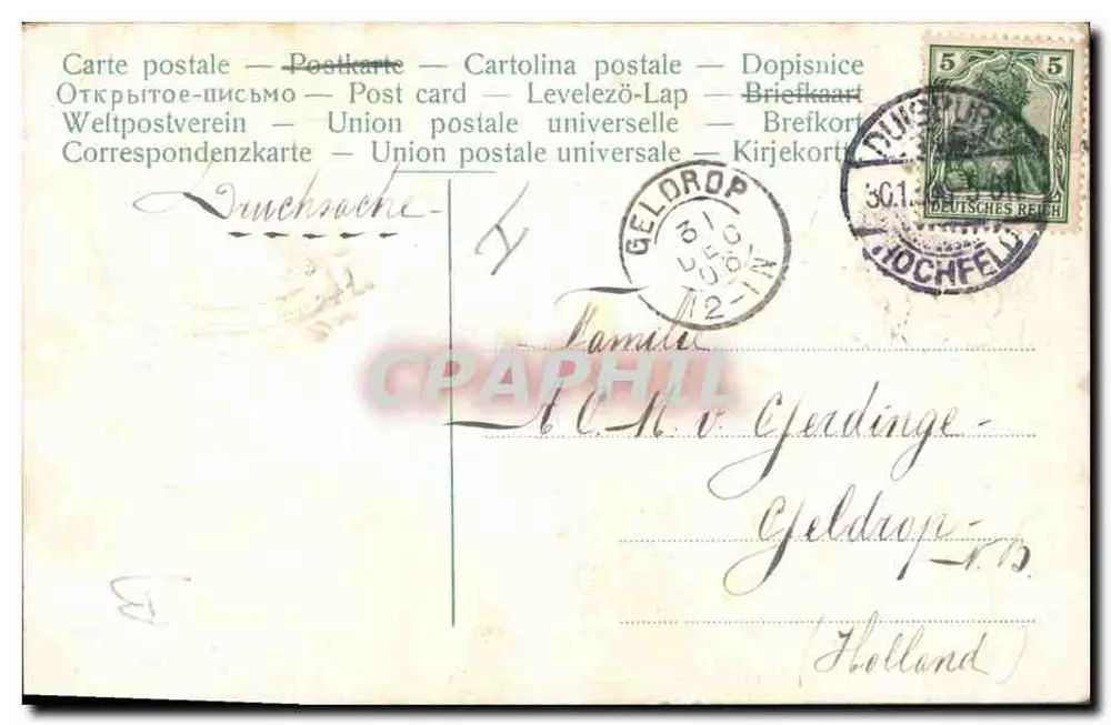 Kleeblatt und Hufeisen — Frohes Neues Jahr — Josef v. Balen, Hochfeld, Luxemburg - Rückseite