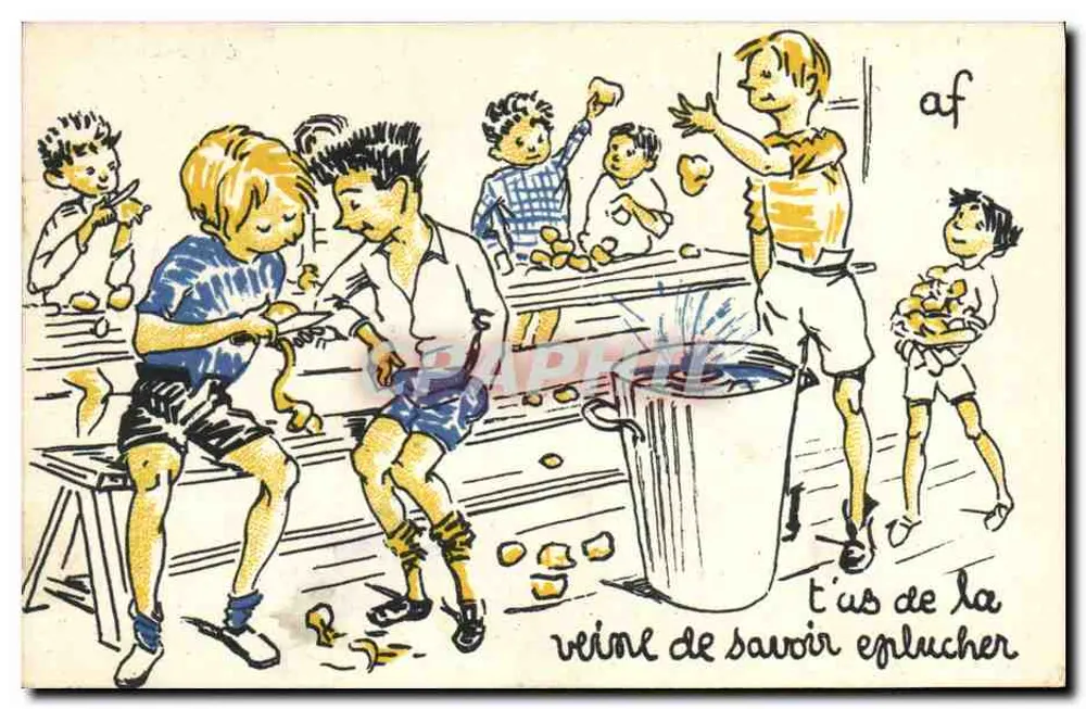 Kinder, die Äpfel schälen — Sammlung 'Kunst und Sport' — Gedruckt von Veillant - Vorderseite