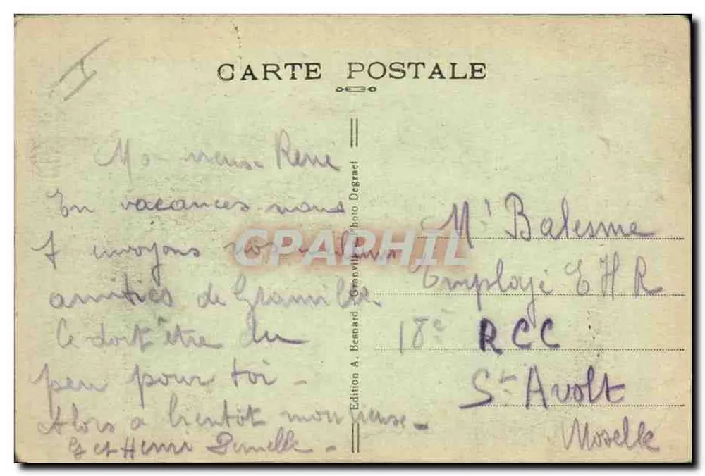 Granville — Le Casino — Éditeur A. Bernard, n°7 - Rückseite