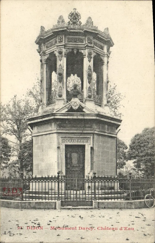 Dijon — Pomnik Darcy. Zamek wody — Wydawca: C. Sallidor, n°21 - Awers