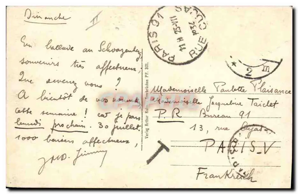 Aussichtsturm auf dem Schwarzenberg — Verlag Arthur Kuhn, Sanktbrücken - Rückseite