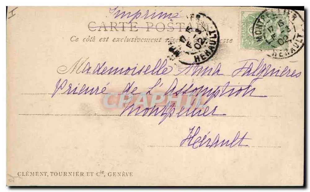 Pierrot Blazé — Lembranças afetuosas — Clément, Tournier et Cie, Genève - Verso