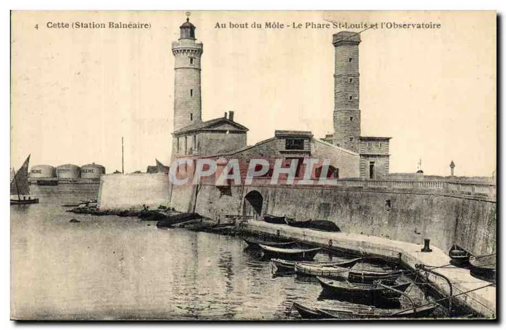 Cette (Badeort) — Am Ende des Mole — Le Phare St-Louis und das Observatorium — Fot. C. Denic, Montpellier - Vorderseite