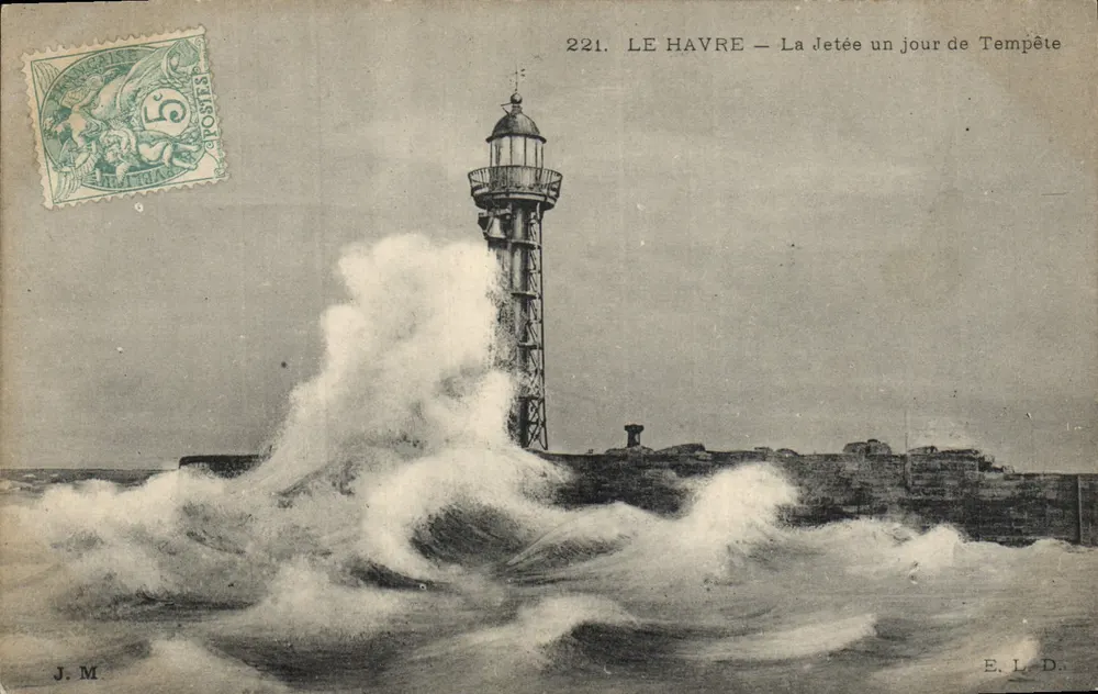 Le Havre — Die Mole an einem stürmischen Tag — E.L.D. n°221 - Vorderseite