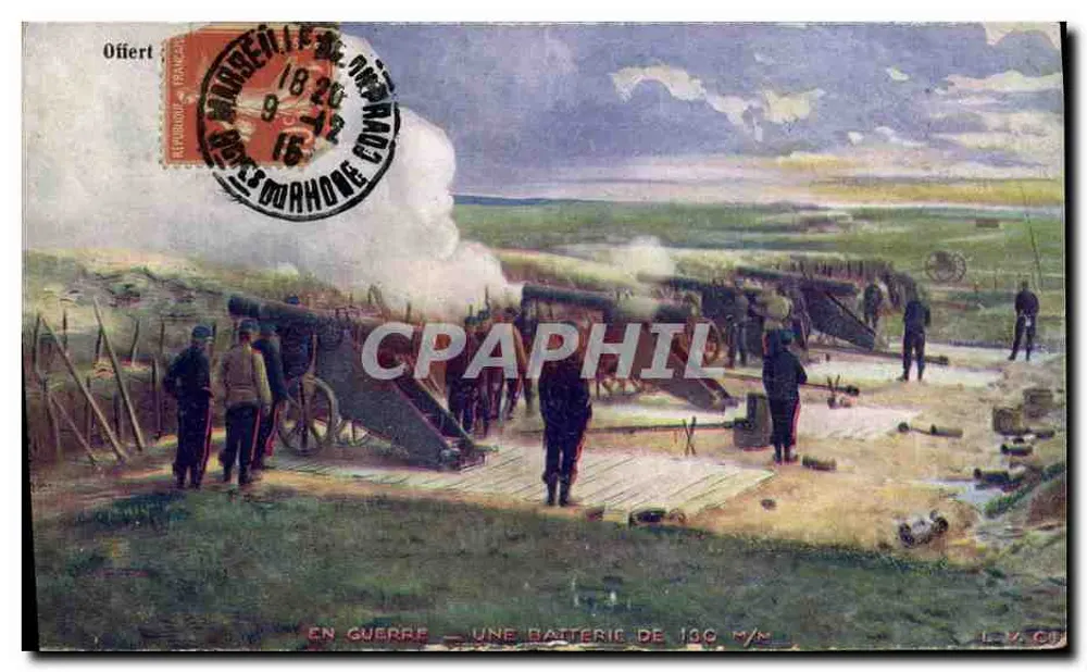 Em guerra — Uma bateria de 130 mm — L. V. CIP - Frente