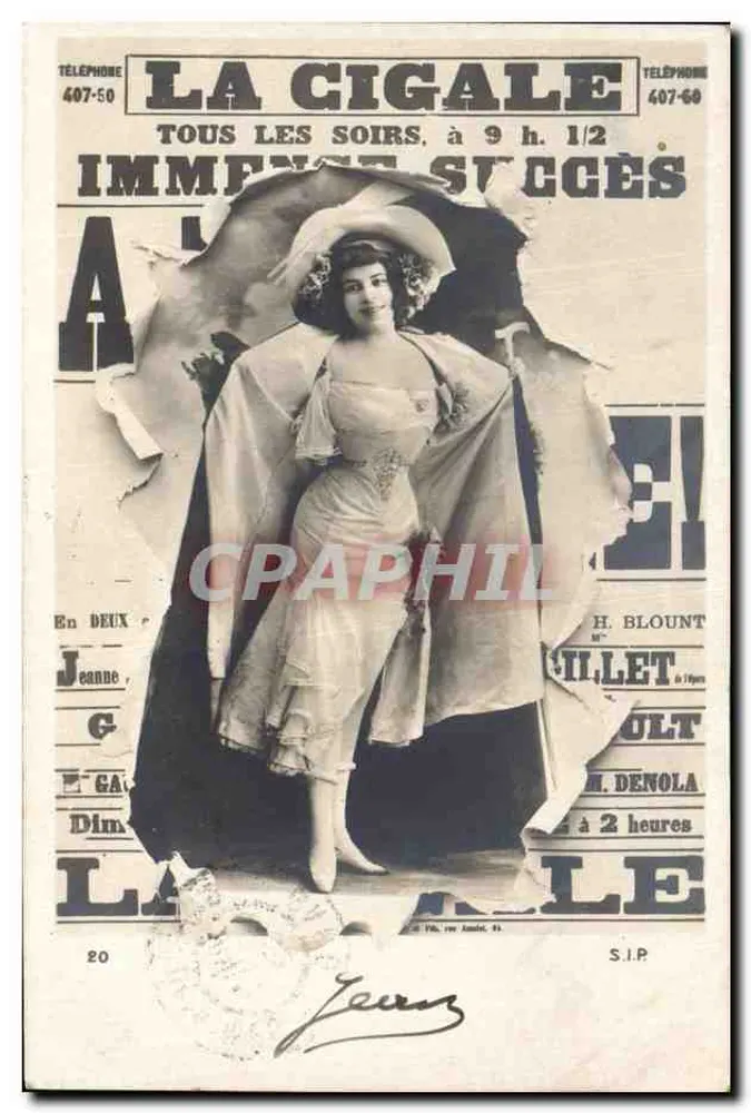 Aufführung 'La Cigale' — Theaterplakat mit Foto von Jeanne Gaillard — Verlag H. Blount, Nr. 20 - Vorderseite