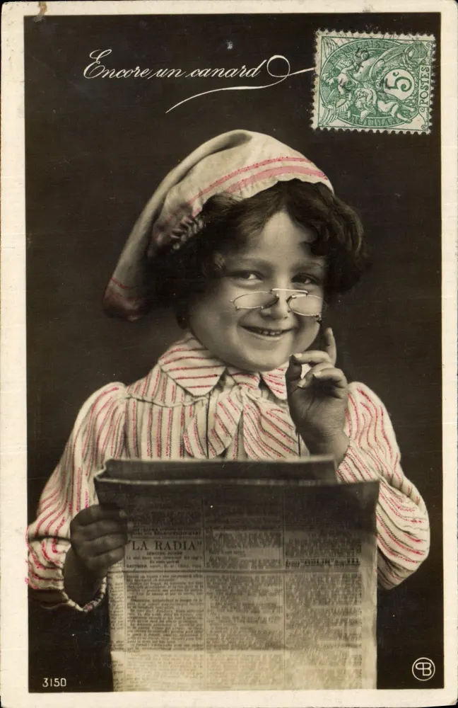 Mädchen, das eine Zeitung liest — 'LA RADIA' — Verleger B, n° 3150 - Vorderseite