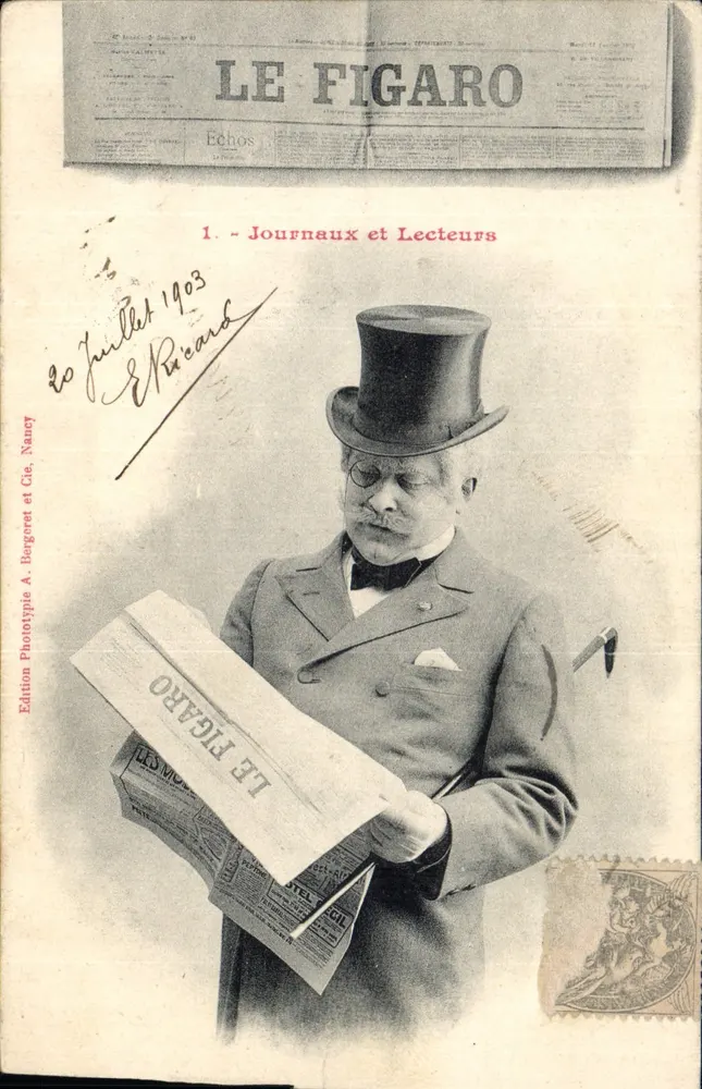 Lesen des Figaro — Serie 'Zeitungen und Leser' — Ausgabe A. Bergoret et Cie, Nancy - Vorderseite