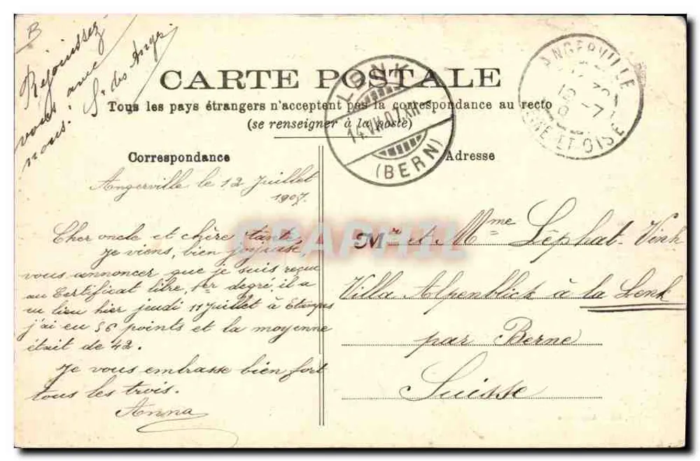 Ansicht von Beauce — Schafe im Park — Raoullier, Verlag, Angerville - Rückseite