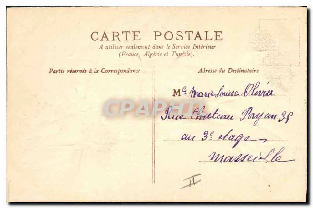 Flor púrpura — Carta postal de boas-vindas — Editor desconhecido - Verso