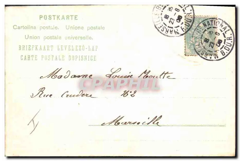 Tulipas — Carta postal de boas-vindas — União Postal Universal - Verso