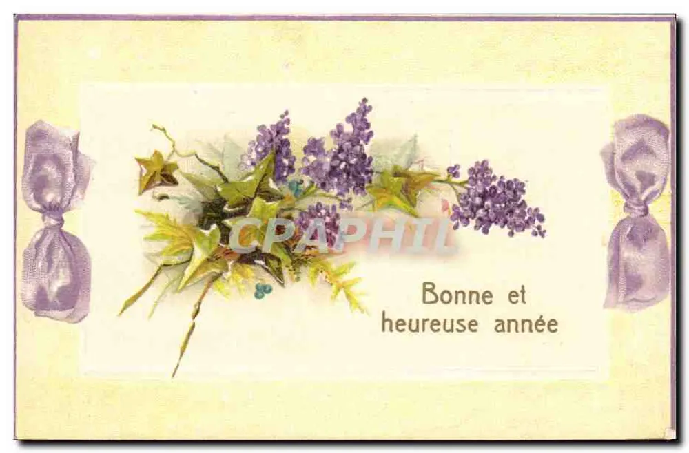 Bouquet de lilas — Boa e feliz ano — Depositado N° 558 - Frente