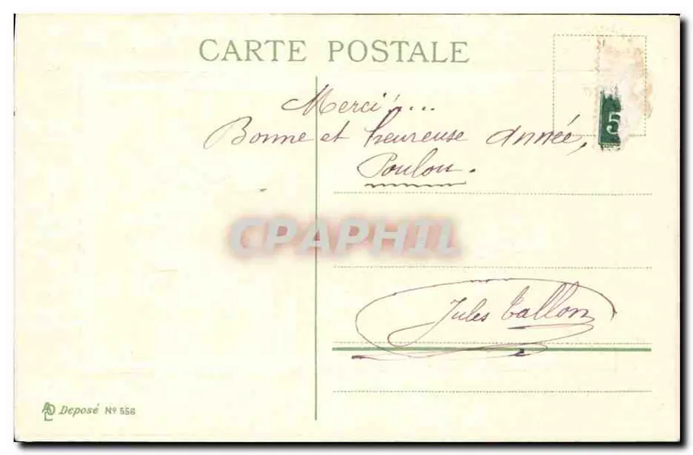 Bouquet de lilas — Boa e feliz ano — Depositado N° 558 - Verso