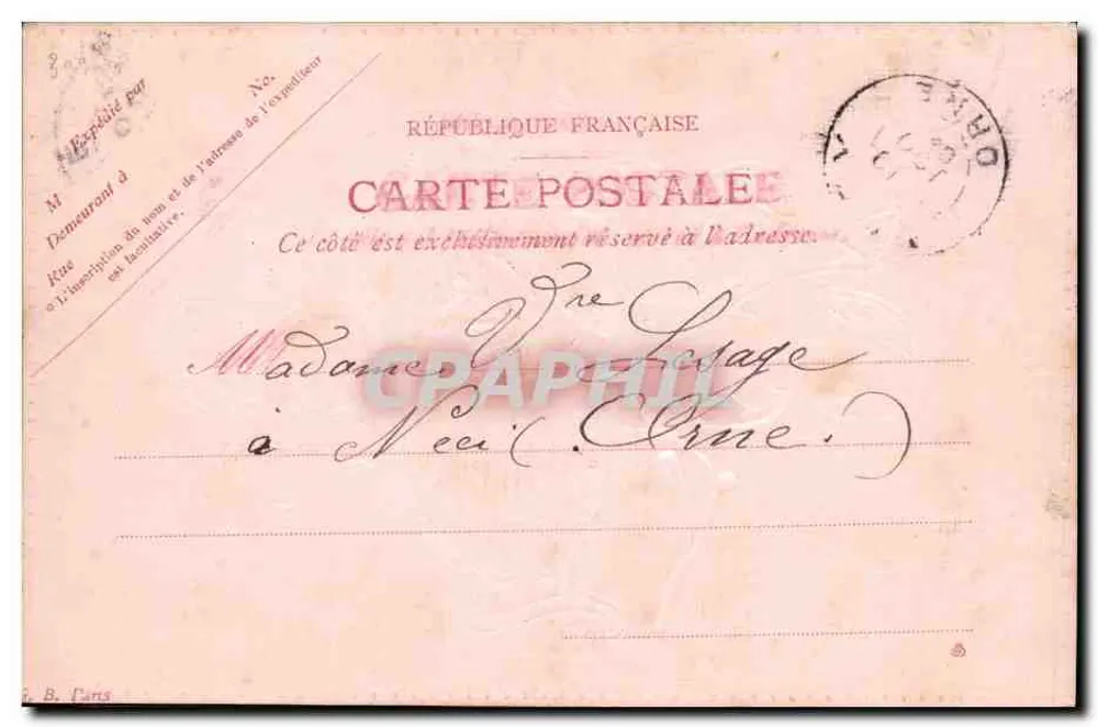 Mistral — carta postal decorativa com ramo de louro — editor B. Cartes - Verso