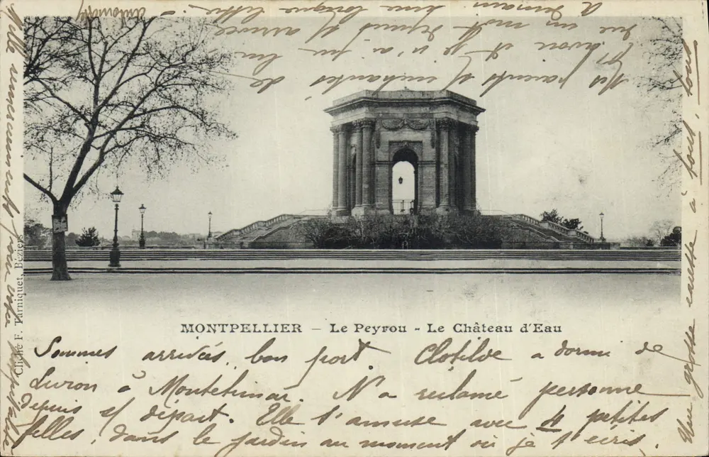 Montpellier — Le Peyrou — Il Castello dell'Acqua — scatto F. Tarniquet, Beziers - Recto